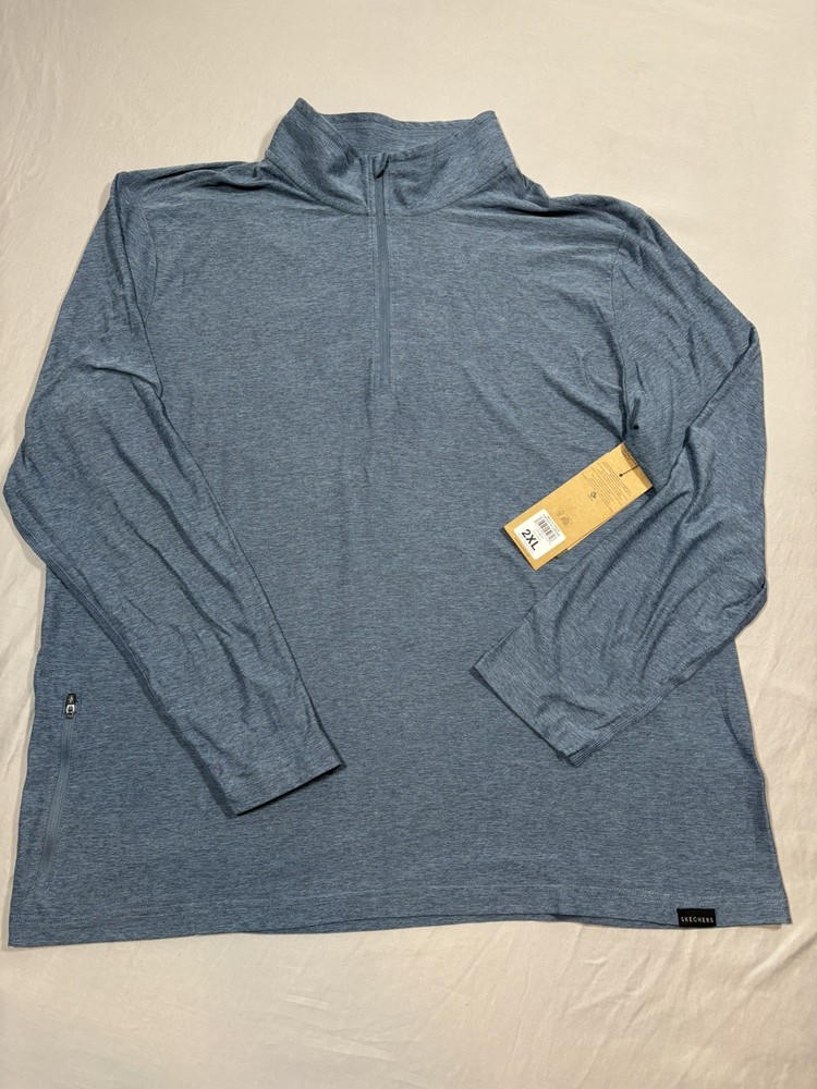 Skechers Sport Men’s 1/4 zip Long Sleeve Pullover 2XL Activewear Silver Gray