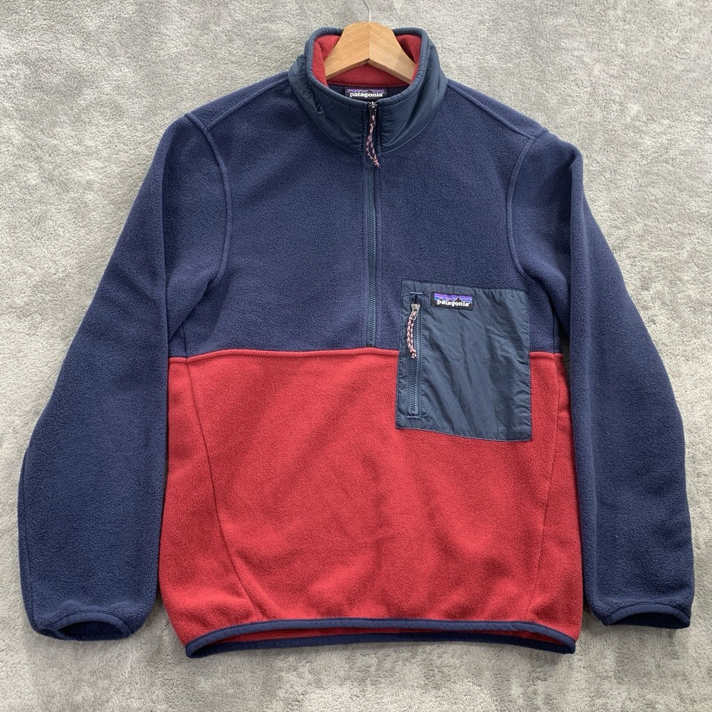 Patagonia Microdini 1/2 Zip Fleece Pullover Mens XXS Red Blue Outdoor Gorpcore