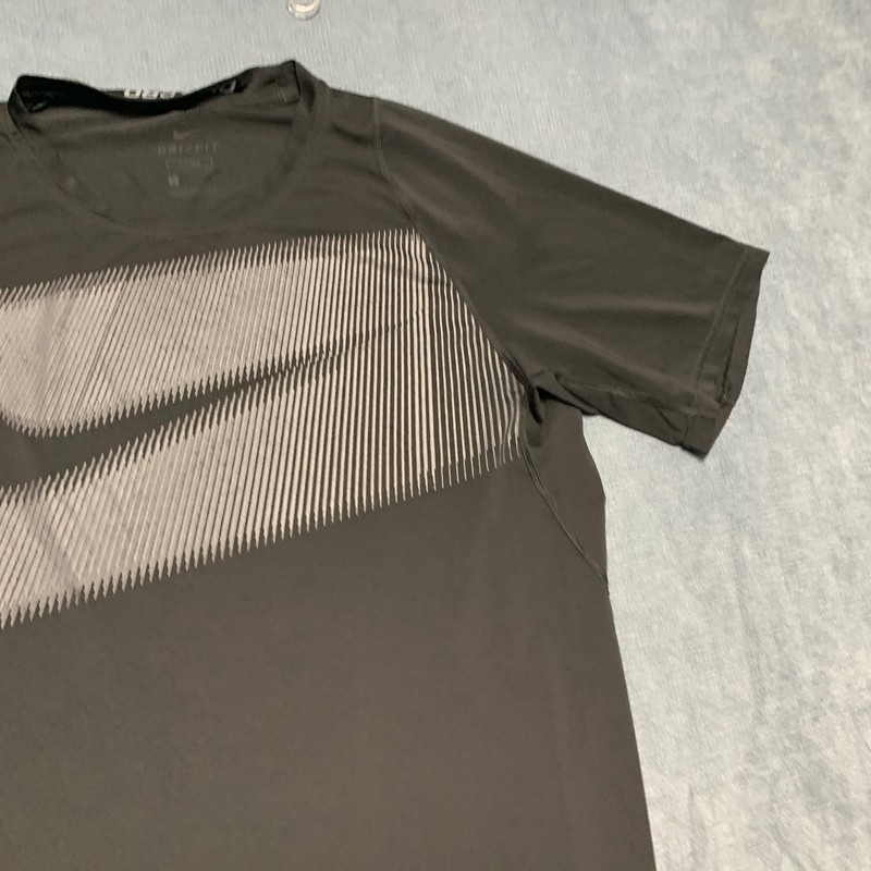 Nike Pro Dri Fit Running T Shirt Mens Large Black Swoosh Logo Fitted Fit Sports gallery