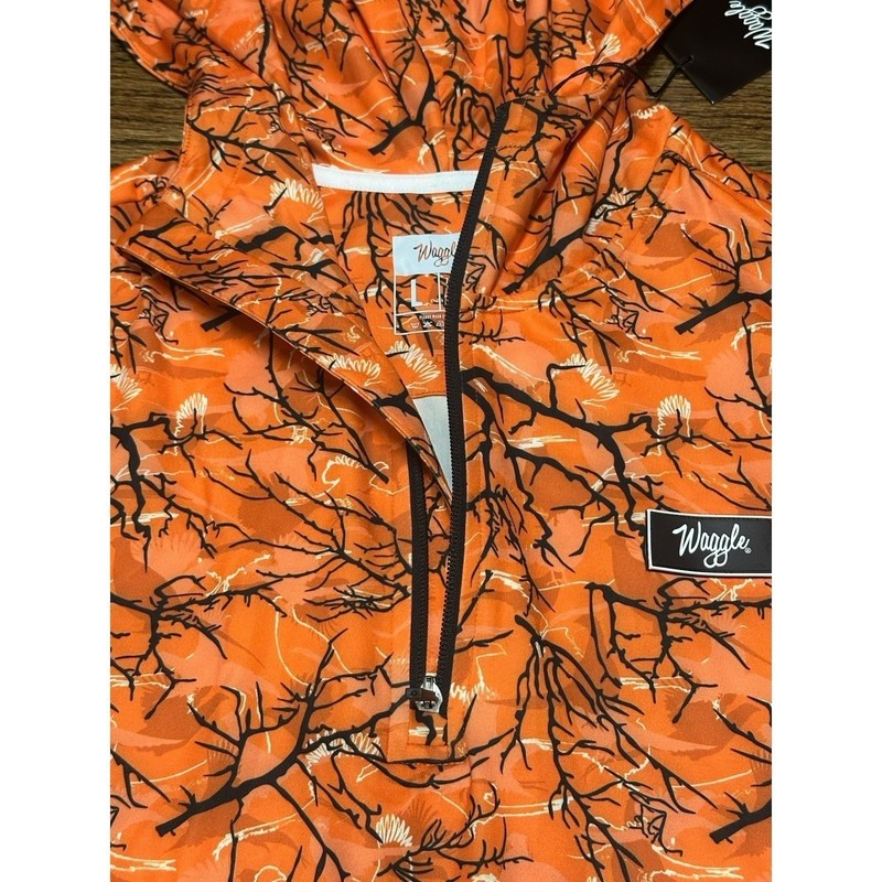 Waggle 1/4 Zip Hoodie Blaze Orange Hunting Season Stretch Golf Pullover Sz L gallery