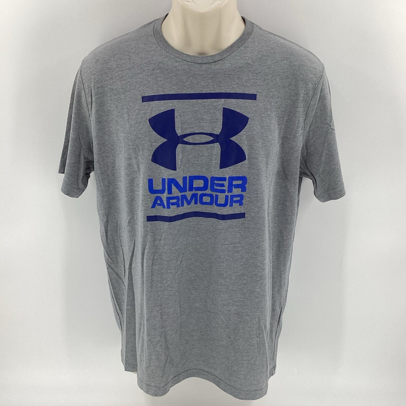 Under Armour Heat Gear Men’s Loose Shirt Gray Navy Royal Blue Size Medium 181 gallery