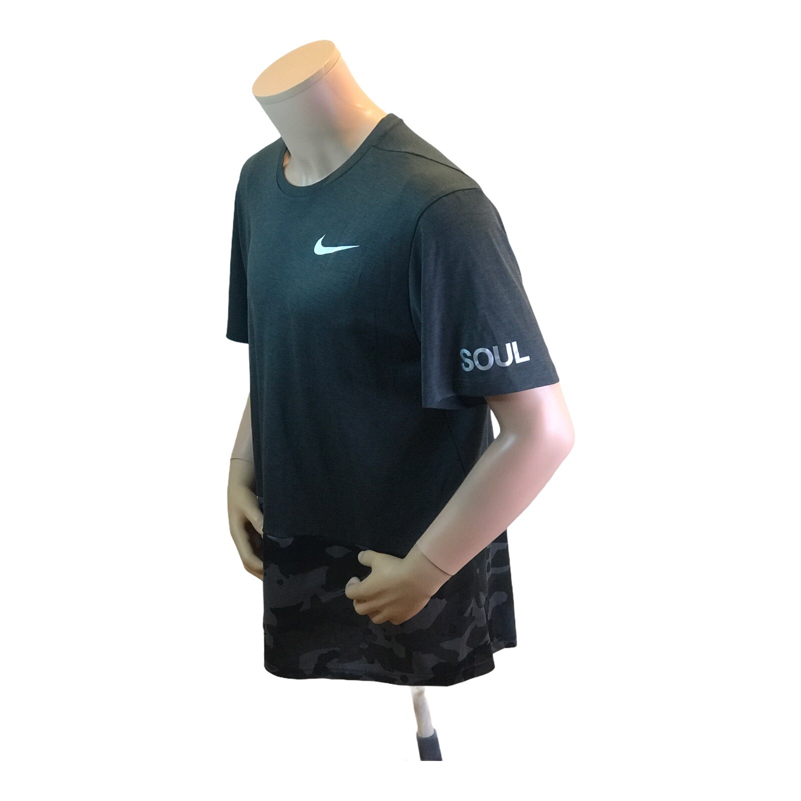 NWT Nike Breathe Training Soulcycle Tee Grey White Dark Green Black AQ1091 XL gallery
