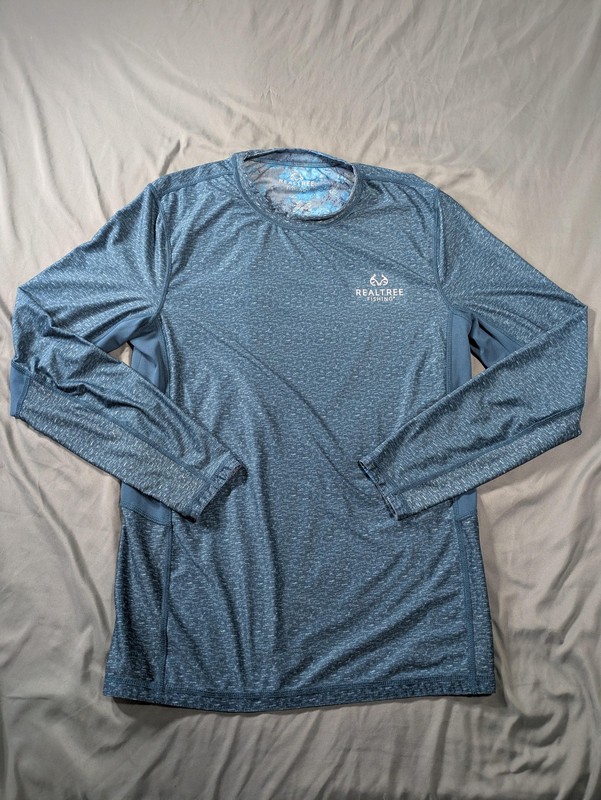 Realtree Fishing Shirt Mens Small Blue Aspect Camo Long Sleeve Reversible Vented gallery