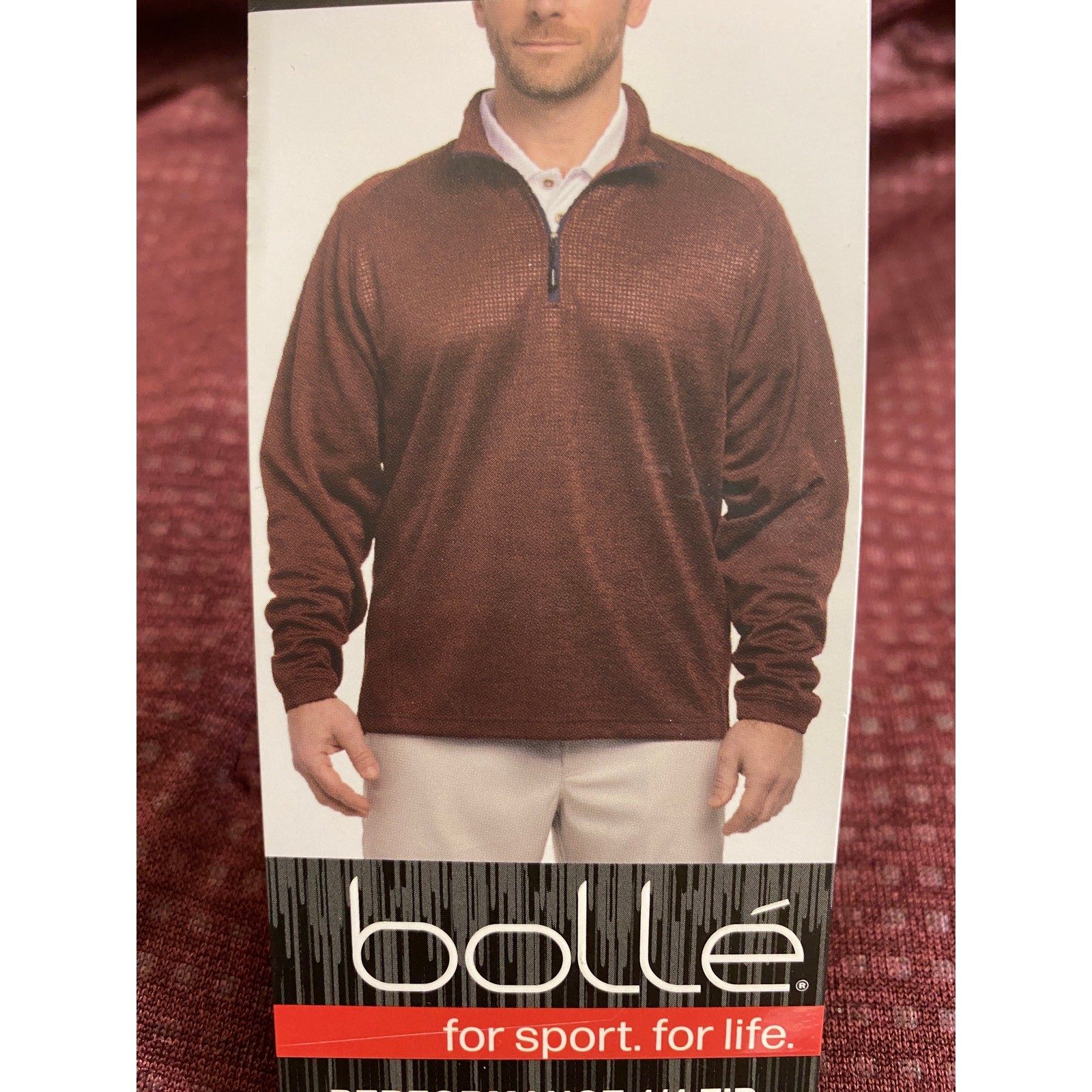 Bolle Performance 1/4 Zip Pullover Golf Shirt Men's Medium Red Rhododendron NWT gallery