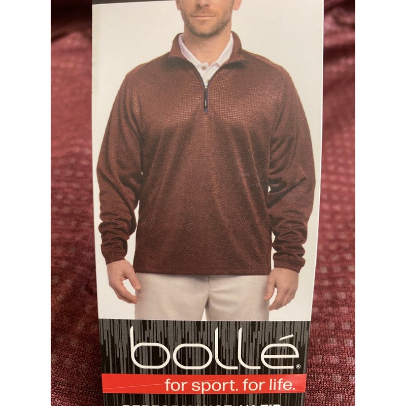 Bolle Performance 1/4 Zip Pullover Golf Shirt Men's Medium Red Rhododendron NWT gallery