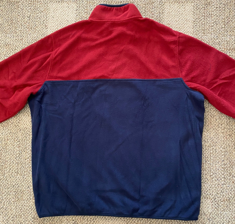 Lands' End Fleece Pullover Top Shirt Soft Stretch Burgundy Navy Men's XXL 2XL gallery