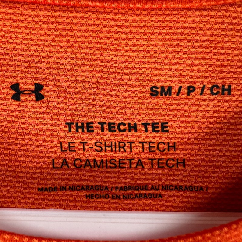 Under Armour Shirt Mens Small Orange Short Sleeve Tech Tee Casual Active Workout gallery