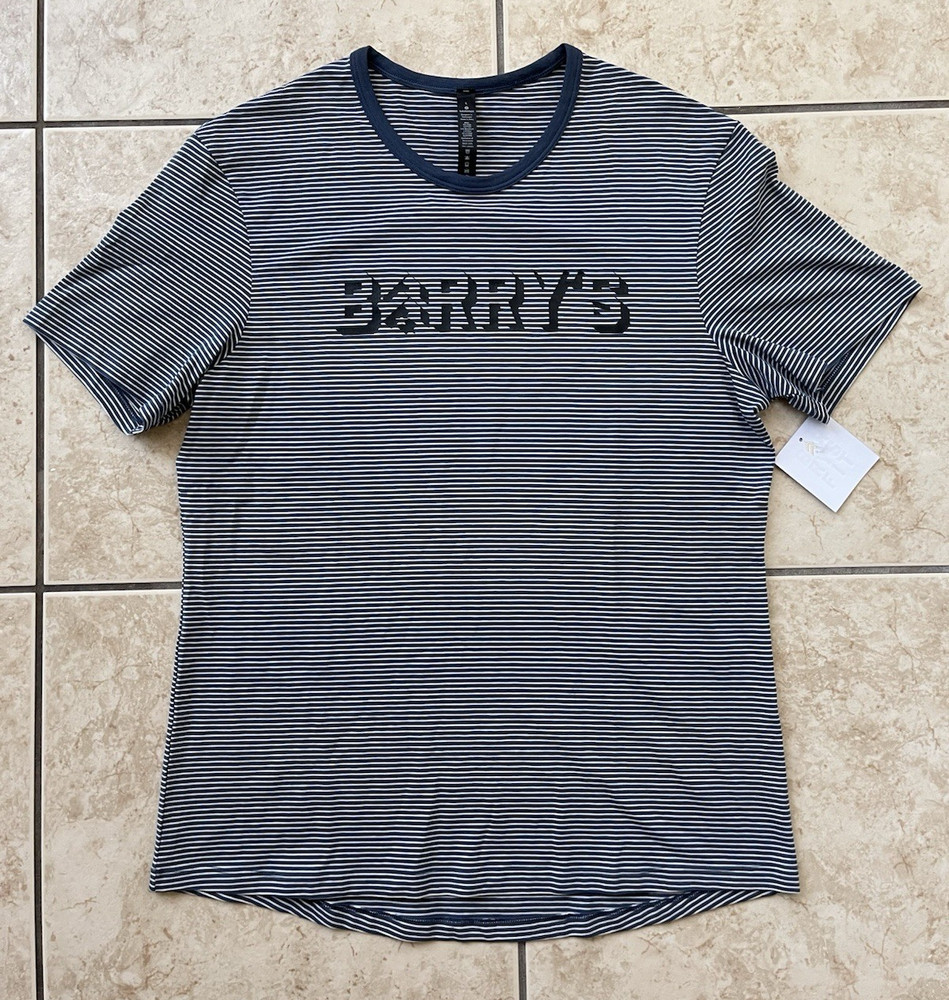 Lululemon 5 Year Basic Tee Men’s Short Sleeve Blue Large Stripe Barry's T-Shirt