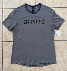 Lululemon 5 Year Basic Tee Men’s Short Sleeve Blue Large Stripe Barry’s T-Shirt