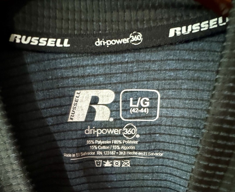 Russell Dri-Power 360 Long Sleeve T-shirt Blue and Black Size L gallery