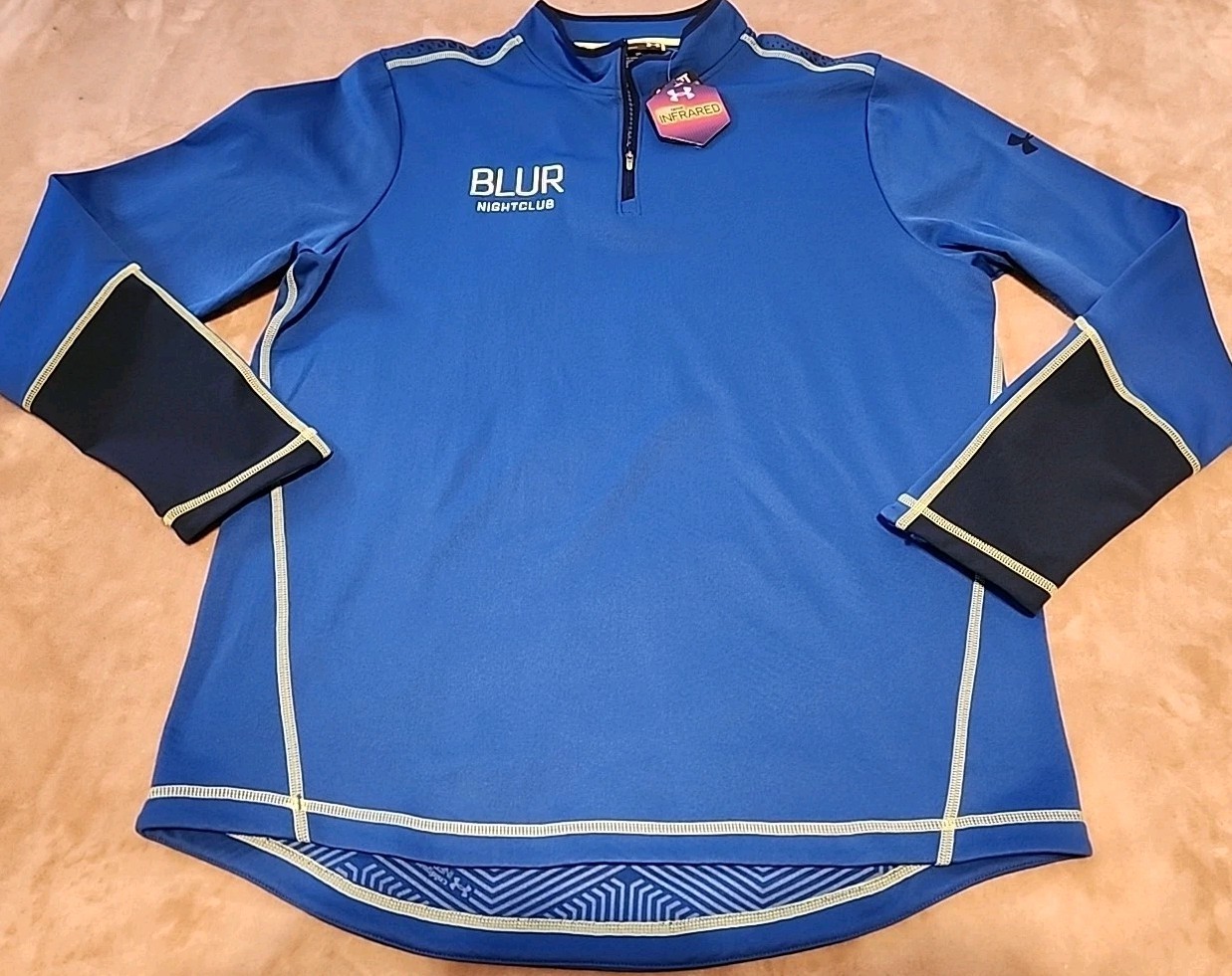 NEW Under Armour ColdGear Infrared mens LARGE Blue pullover 1/4 zip long sleeve gallery
