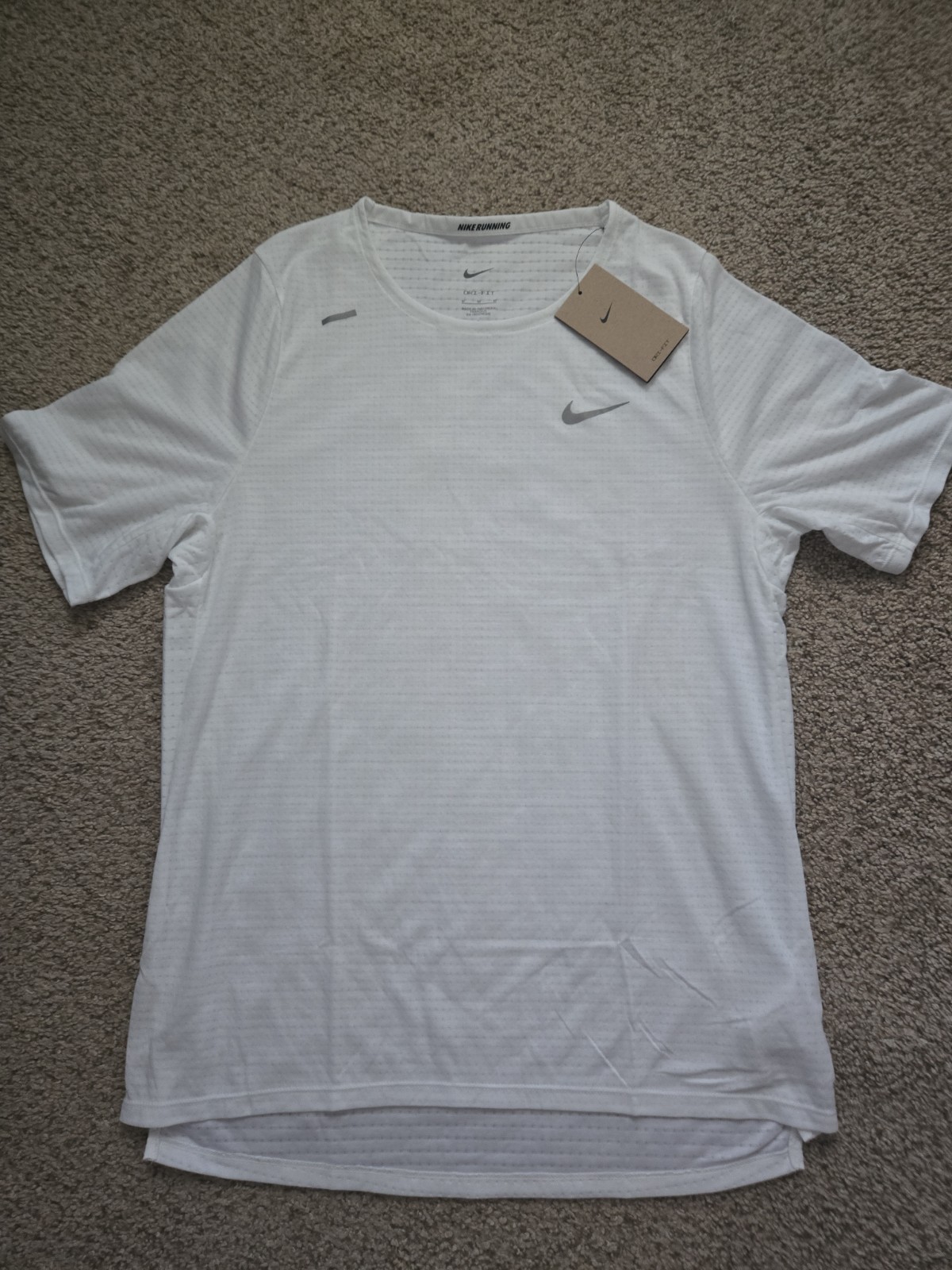 Nike Rise 365 Dri-Fit Short Sleeve Running Top Mens Sz MED White IM2056-100 $50 gallery