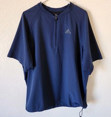 Adidas Batting Practice 1/4 Zip Pullover Jacket Mens L Navy Blue Short Sleeve
