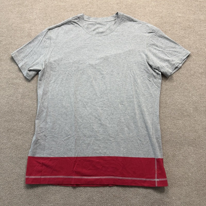 Lululemon Athletica Grey Red Color-Block T Shirt Men’s Size L gallery