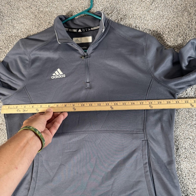 Adidas Pullover Mens Large Gray Quarter Zip Climalite Thumbholes Running Top gallery