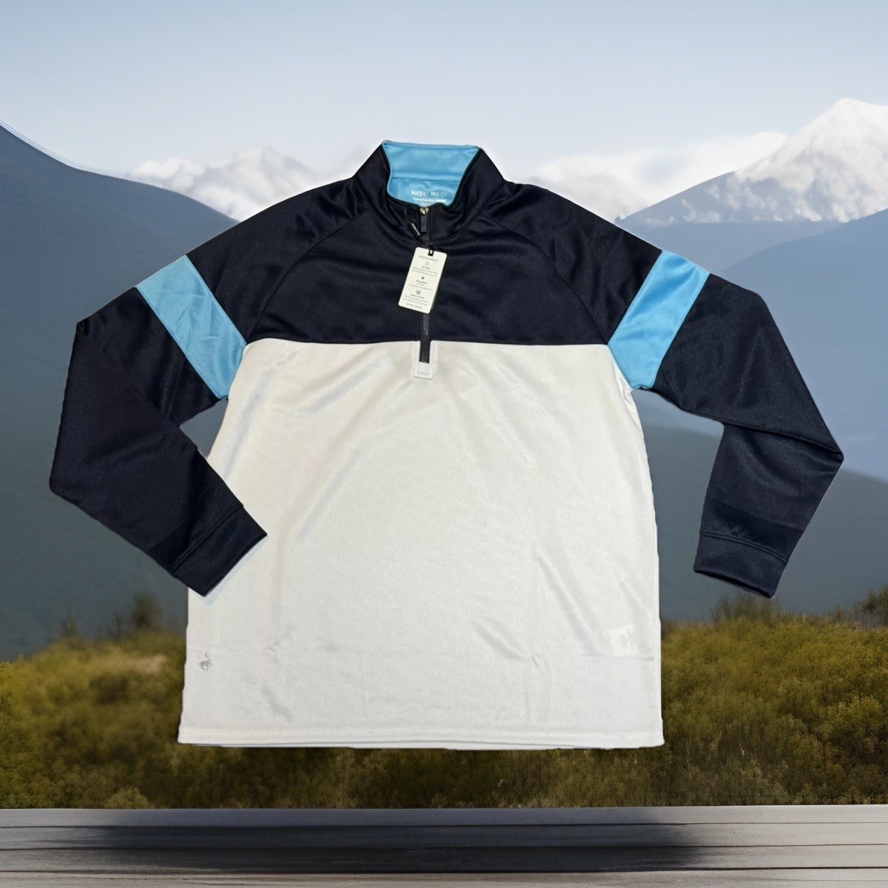 Michel Rouen NWT Men's XL Performance Pullover 1/4 Zip Long Sleeve UPF Sweater gallery