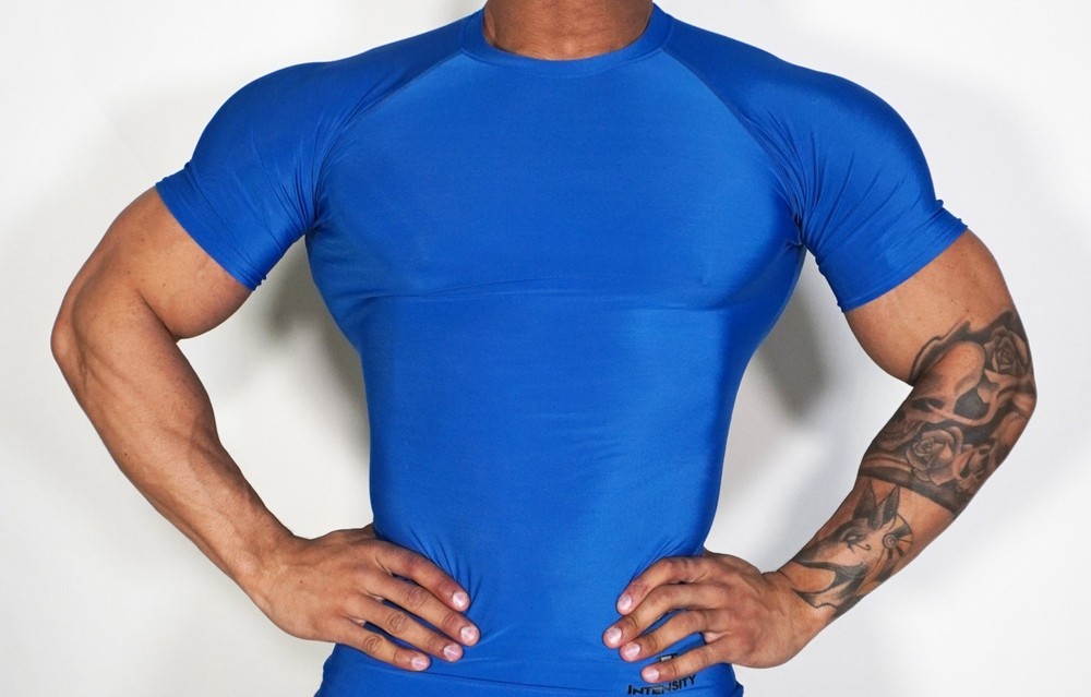 X-LARGE BLUE TIGHT FITTING MEN'S COMPRESSION SHIRT