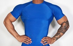 X-LARGE BLUE TIGHT FITTING MEN’S COMPRESSION SHIRT