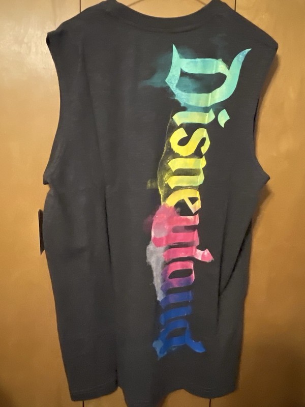 DISNEYLAND TIE DYE CASTLE GRAY ATHLETIC SLEEVELESS SHIRT TANK TOP LARGE NEW gallery