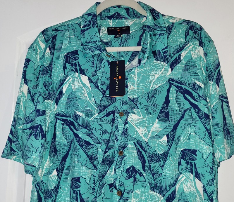 Margaritaville Palm Leaf UPF +50 Moisture Wicking Quick Dry Shirt Men's M NWT gallery