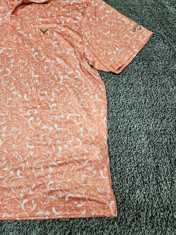 Callaway Coral Mens Large Golf Polo Shirt Opti-Dri Floral Sportswear Casual gallery