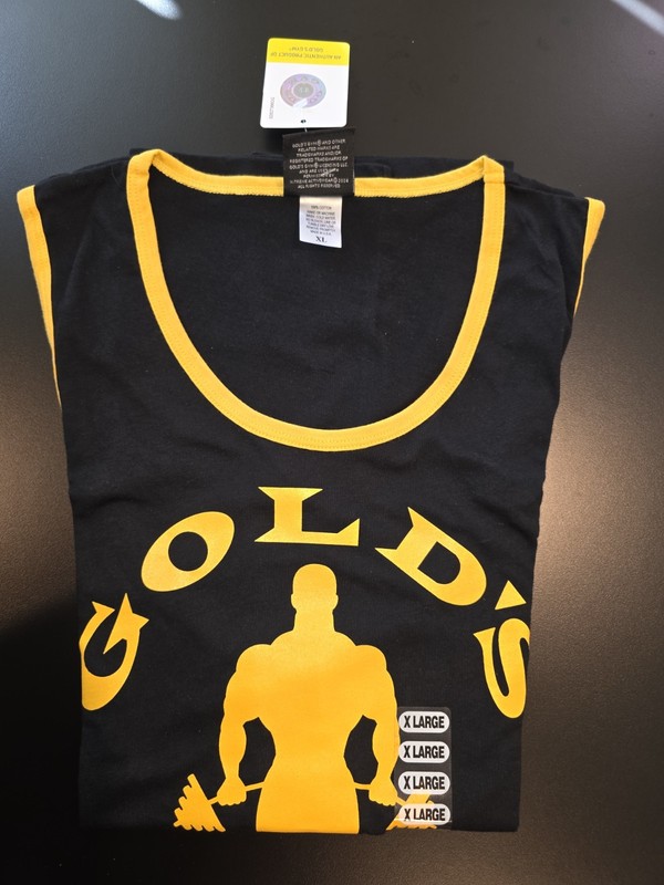 Gold's Gym Venice California Black&Yellow Tank Top Men Size XL BNWT Made in USA gallery