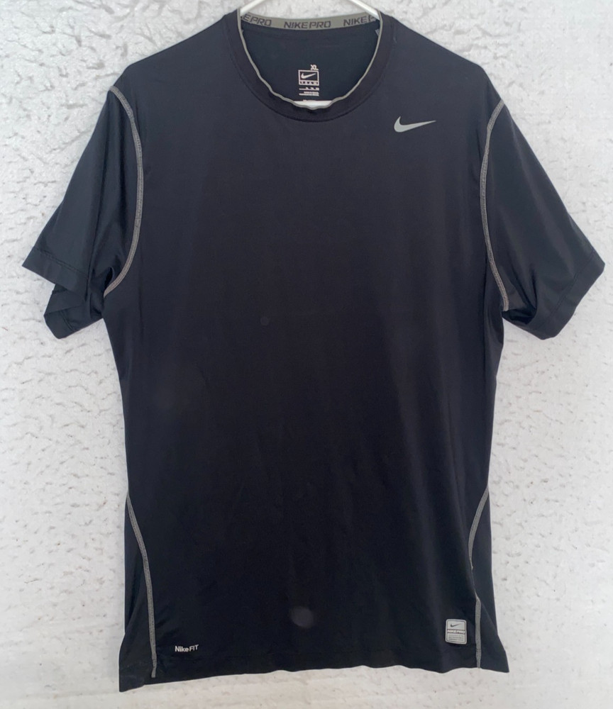 Nike Pro Team Shirt Mens XL Black Nike-Fit Athletic Workout Performance GYM