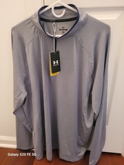 NWT Under Armour Men’s T2 Half Moons Print 1/4 Zip Golf Top in Navy/Grey, 2XL