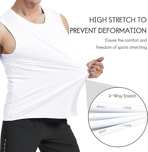 Haimont Men's Workout Tank Top Dry Fit UPF 50. 1 Black and 1 White. Size - L gallery