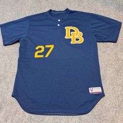 Victory Jersey Mens Extra Large Blue Henley Breathable Short Sleeve Baseball