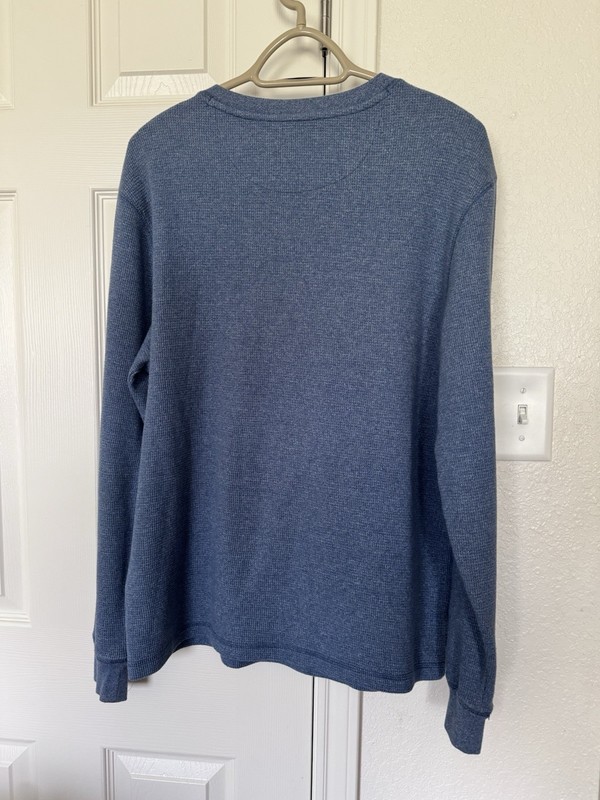Faded Glory Men's Blue Waffle Knit Long Sleeve Henley T-Shirt Size L gallery
