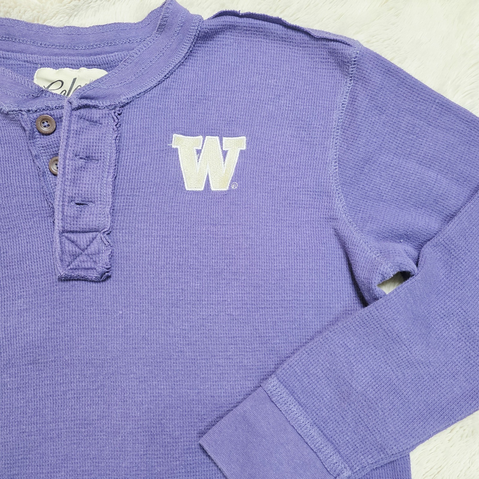 Colony Men's Washington Huskies Waffle Knit Henley Shirt Purple Size XL gallery