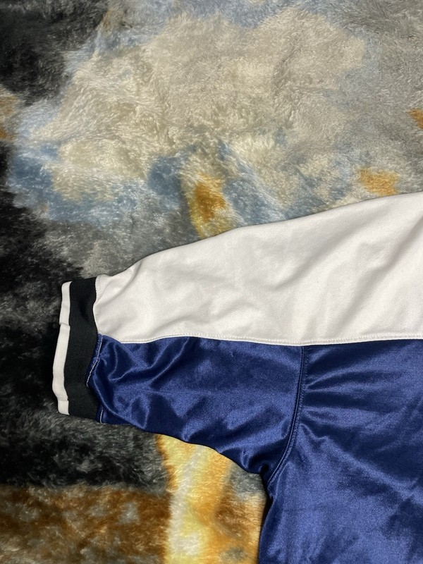 Vintage 90s Nike Mens L Mini Swoosh Color Block Navy Blue/White Soccer Jersey gallery