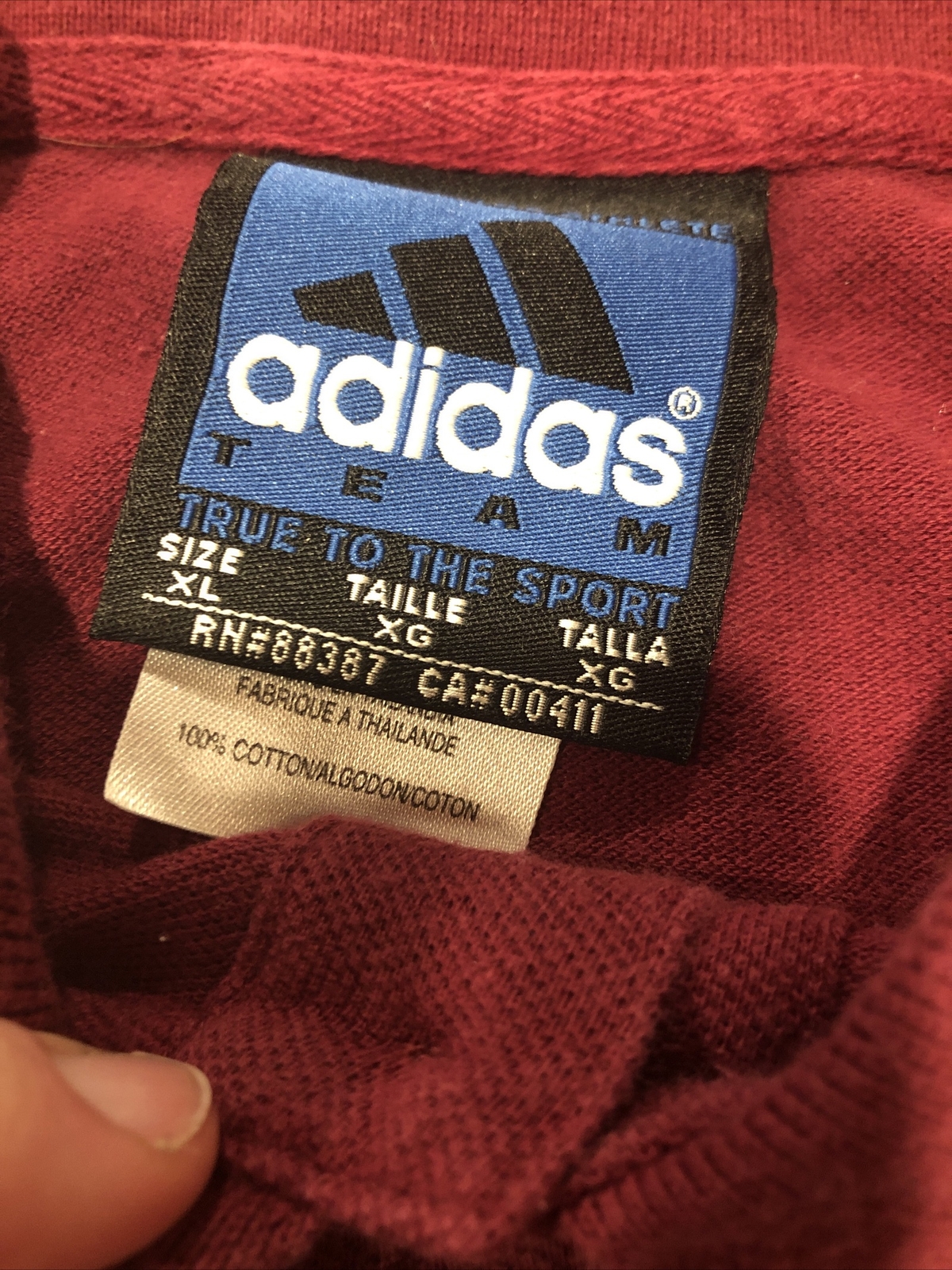 Vintage 1990s-2000s Adidas Maroon Men’s Polo Shirt XL RN 88387 CA 00411 gallery