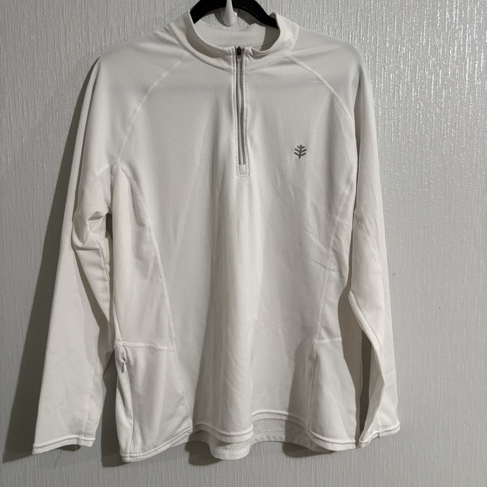 Coolibar Mock Neck Quarter Zip UV Protection UPF 50 Swim Golf Hike White Mens XL gallery