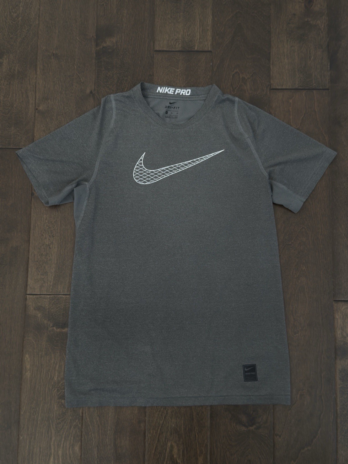 Nike Pro Dri-Fit Jersey T-Shirt Mens Size XL Grey Short Sleeve Swoosh Logo gallery