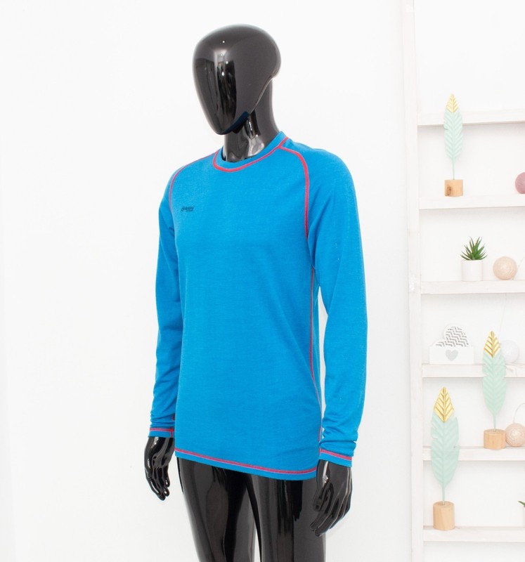 Bergans Merino Base Layer Top Men's Long Sleeve 70% Wool Thermo Blue Skiing L gallery