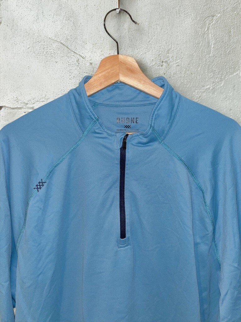 Rhone Session 1/4 Zip Performance Golf Pullover Sz. XL Light Blue Stretch Pique gallery