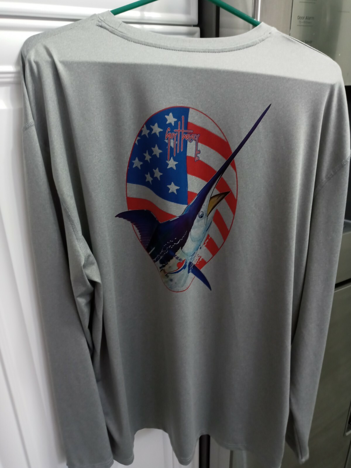Guy Harvey Long Sleeve Gray Men's Fishing Shirt red White Blue Marlin Graphic gallery