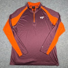 Colosseum Mens Maroon Virginia Tech Hokies Quarter Zip Pullover XL