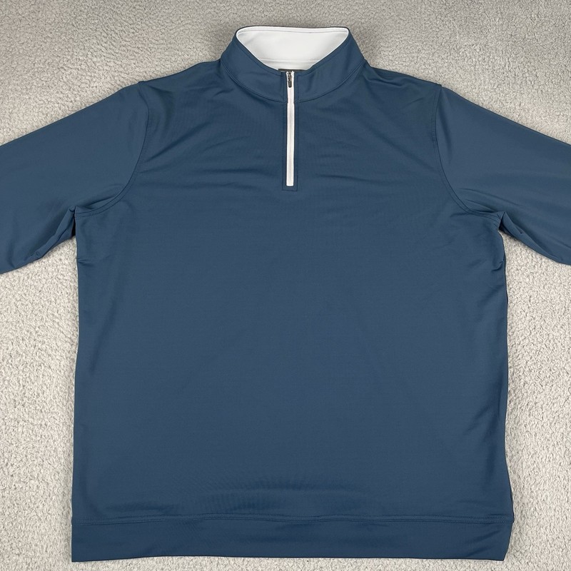 Peter Millar Pullover Mens XXL Blue Perth Stretch Performance Zip Golf Sweater gallery