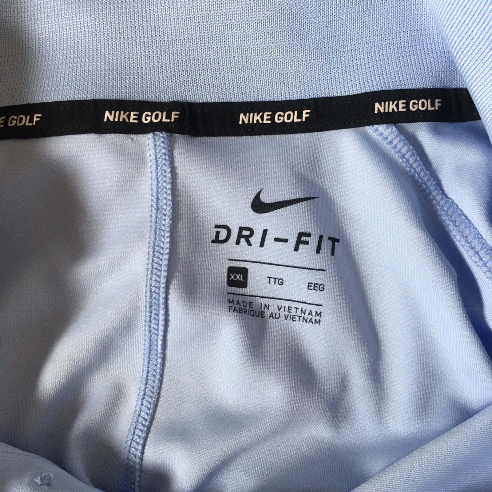 NIKE GOLF Men NWT SZ 2XL Dri-FIT Light Blue Short Sleeve Collar Logo Polo Shirt gallery
