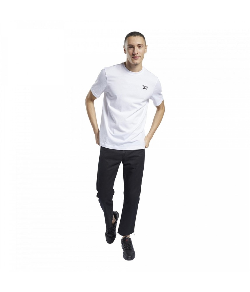Reebok Mens Classic Small Vector Basic T-Shirt, white, M