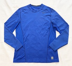 Nike Pro Combat Hyperwarm Lite Mens XL Fitted Dri Fit Blue Crew Neck 618984-494
