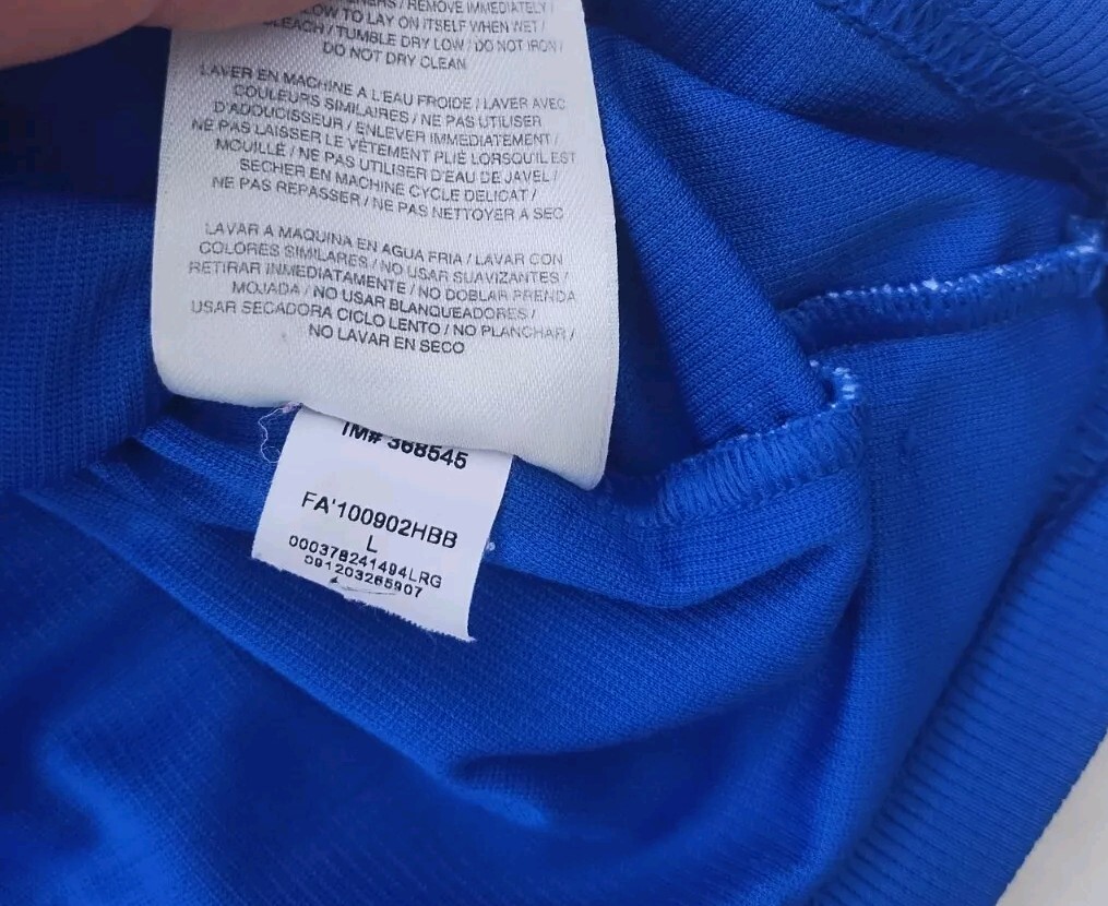 Nike Dri-Fit Polo Men's Size L Blue Short Sleeve with White Stripe. gallery