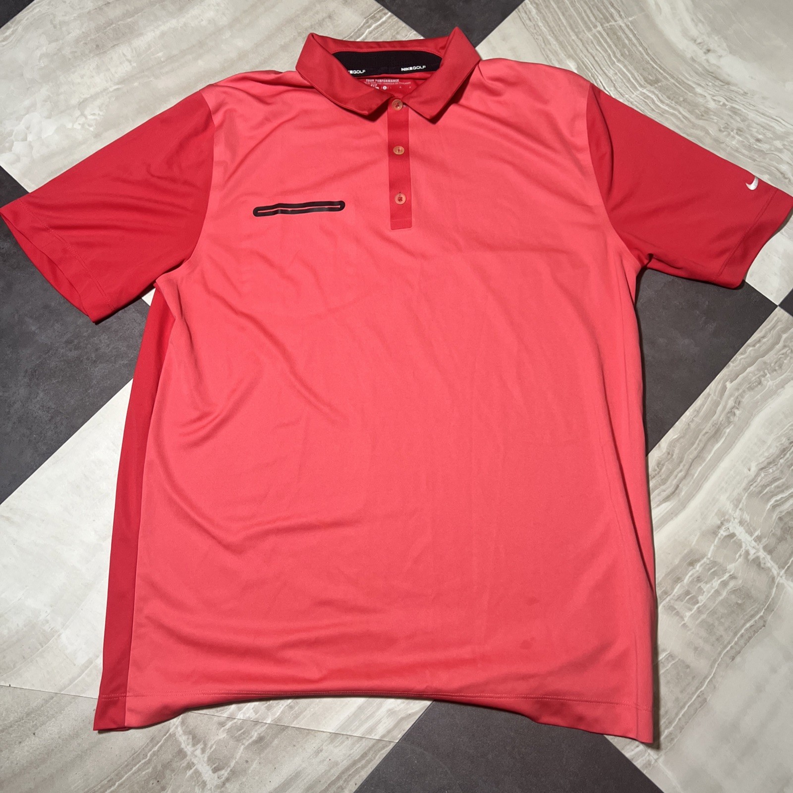 Nike Tour Performance Innovation Color Golf Polo Shirt Salmon Pink Golfing Large gallery
