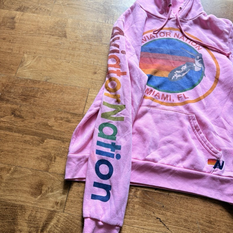 AVIATOR NATION Surf Pullover Hoodie Sweatshirt Pink Miami $189 size Small gallery