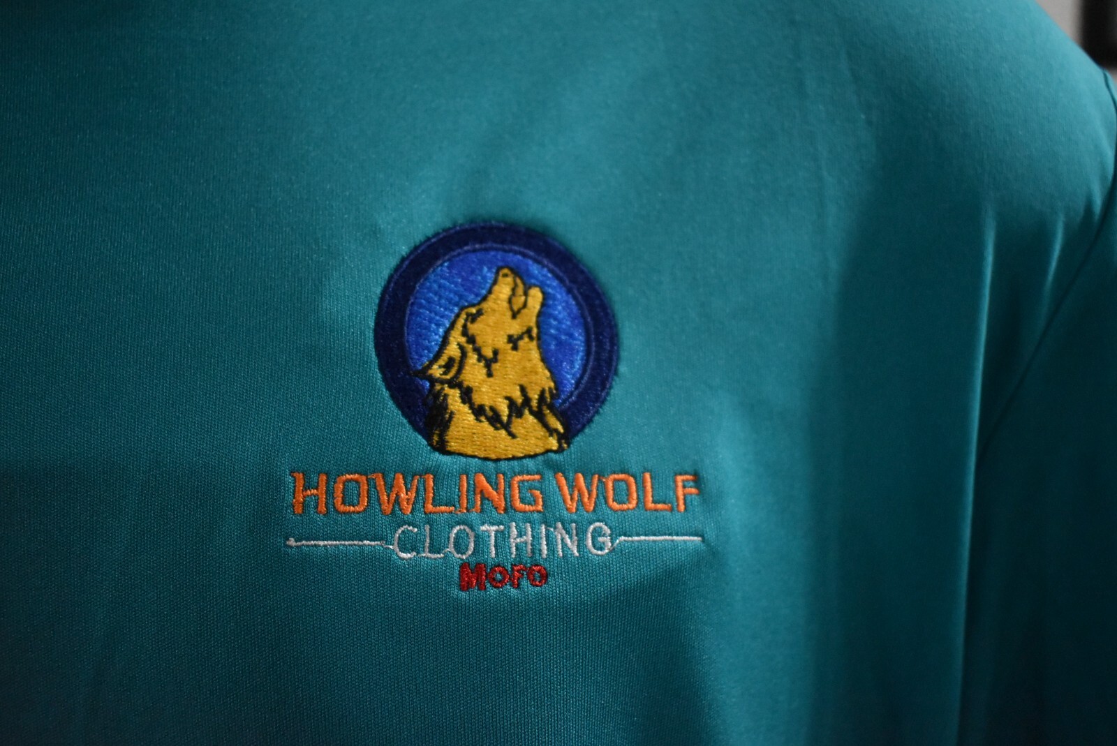 Howling Wolf Clothing Logo Howling Wolf Teal Sport tec T-Shirt Sz- L gallery