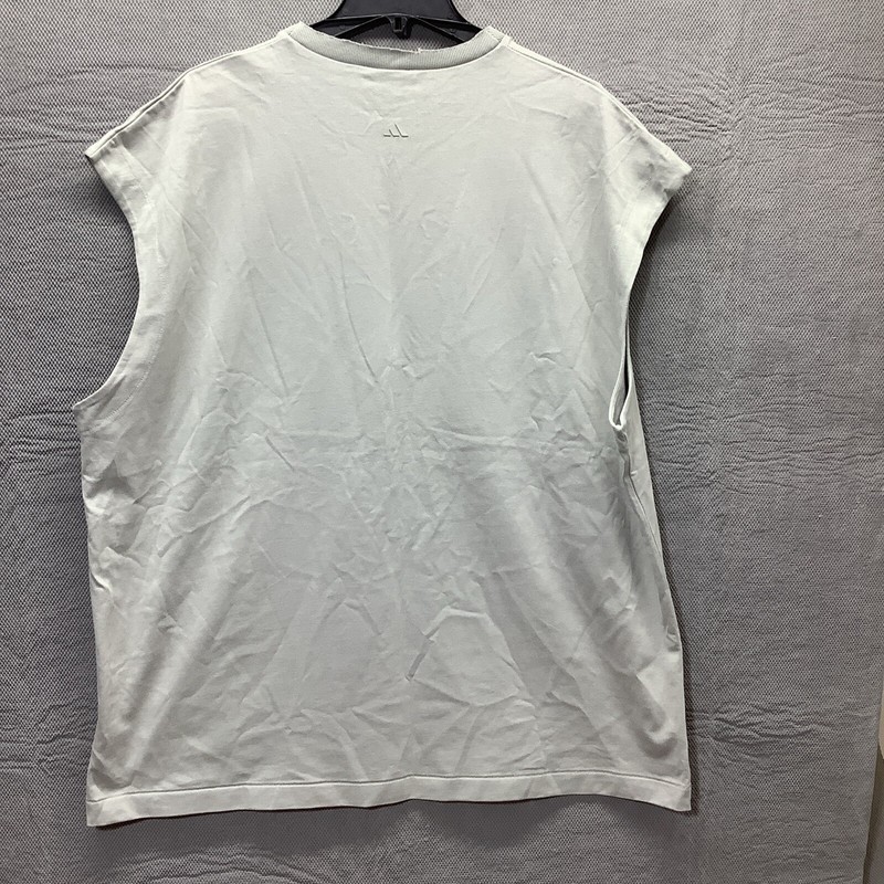 Adidas Basketball Shirt Mens Med. Oversized Sleeveless Heavyweight Big Logo Gray gallery