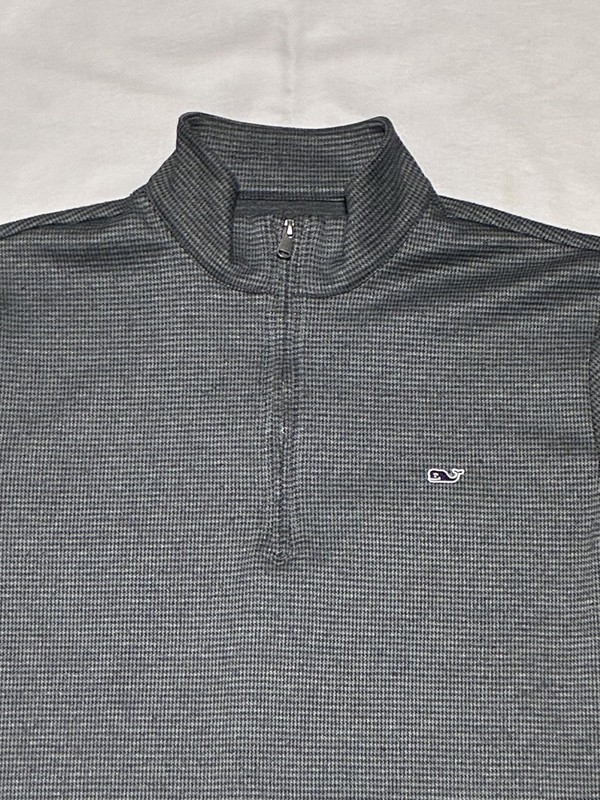 Vineyard Vines Pullover Mens Medium Gray Houndstooth 1/4 Zip Performance gallery